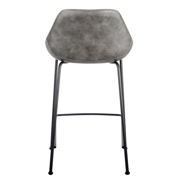 Corinna Counter Stool Set Distressed Leatherette Seat with Sturdy Matte Black Steel Base