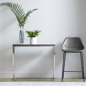Corinna Counter Stool Set Distressed Leatherette Seat with Sturdy Matte Black Steel Base
