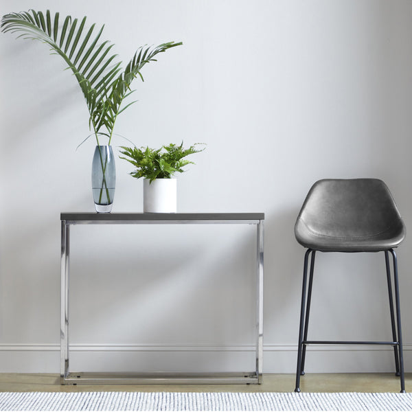 Corinna Counter Stool Set Distressed Leatherette Seat with Sturdy Matte Black Steel Base