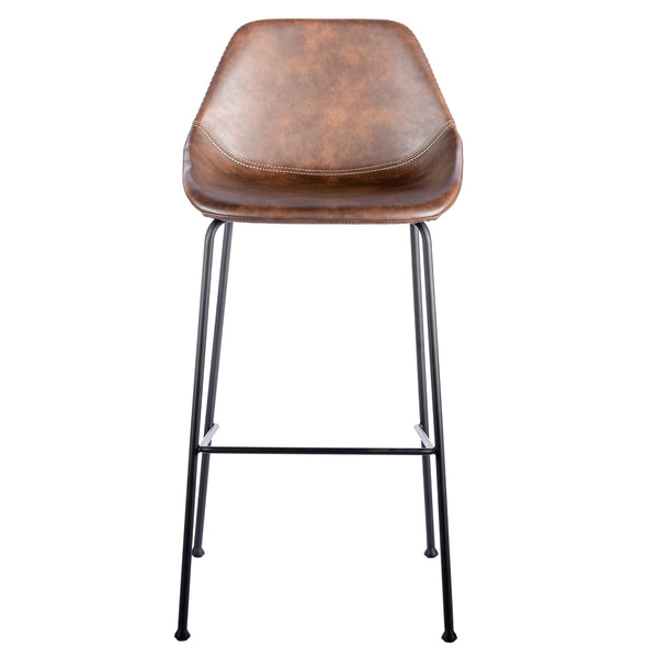 Corinna Leatherette Barstool with Baseball Stitching and Sturdy Matte Black Steel Base