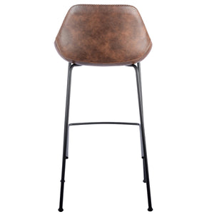 Corinna Leatherette Barstool with Baseball Stitching and Sturdy Matte Black Steel Base