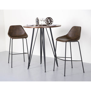 Corinna Leatherette Barstool with Baseball Stitching and Sturdy Matte Black Steel Base