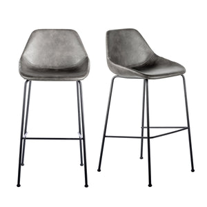 EE Test Vendor Corinna Leatherette Barstool with Baseball Stitching and Sturdy Matte Black Steel Base Charcoal Gray EETEST-30506DKGRY