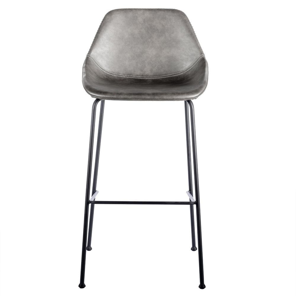 EE Test Vendor Corinna Leatherette Barstool with Baseball Stitching and Sturdy Matte Black Steel Base Charcoal Gray EETEST-30506DKGRY