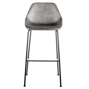 Corinna Leatherette Barstool with Baseball Stitching and Sturdy Matte Black Steel Base