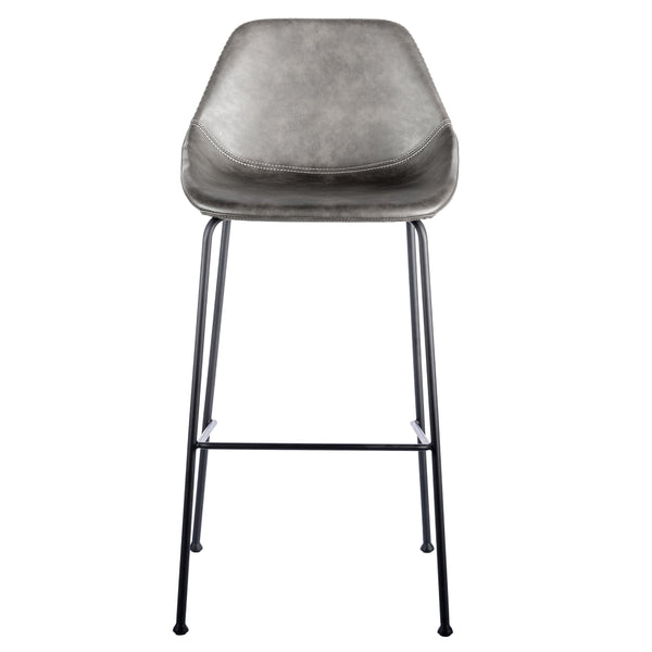 Corinna Leatherette Barstool with Baseball Stitching and Sturdy Matte Black Steel Base