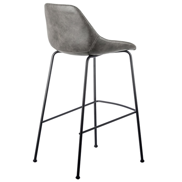 Corinna Leatherette Barstool with Baseball Stitching and Sturdy Matte Black Steel Base