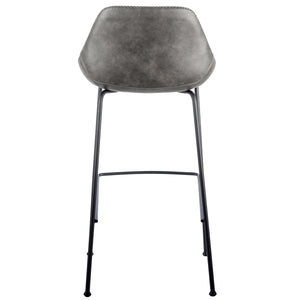 Corinna Leatherette Barstool with Baseball Stitching and Sturdy Matte Black Steel Base