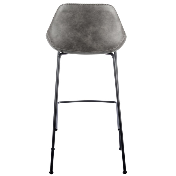 Corinna Leatherette Barstool with Baseball Stitching and Sturdy Matte Black Steel Base