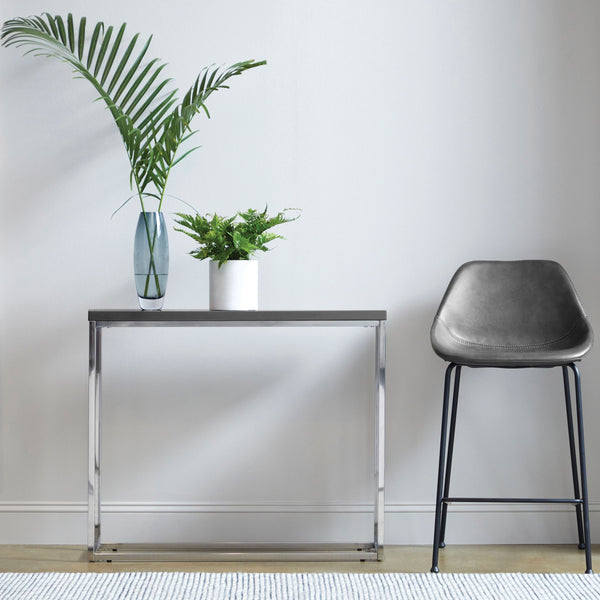 Corinna Leatherette Barstool with Baseball Stitching and Sturdy Matte Black Steel Base