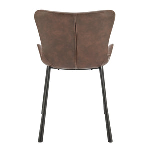 Melody Leatherette Dining Chair with Baseball Stitching and Tapered Matte Steel Legs for Home