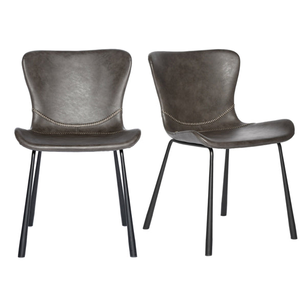 Melody Leatherette Dining Chair with Baseball Stitching and Tapered Matte Steel Legs for Home