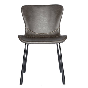 Melody Leatherette Dining Chair with Baseball Stitching and Tapered Matte Steel Legs for Home