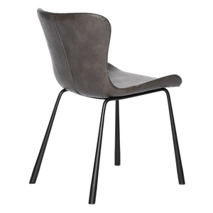 Melody Leatherette Dining Chair with Baseball Stitching and Tapered Matte Steel Legs for Home