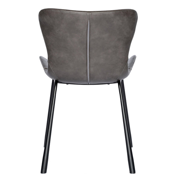 Melody Leatherette Dining Chair with Baseball Stitching and Tapered Matte Steel Legs for Home