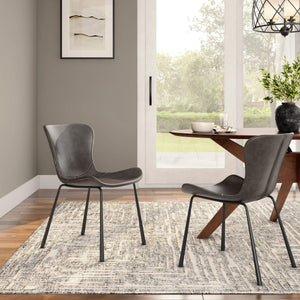 Melody Leatherette Dining Chair with Baseball Stitching and Tapered Matte Steel Legs for Home