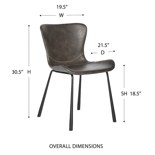 Melody Leatherette Dining Chair with Baseball Stitching and Tapered Matte Steel Legs for Home