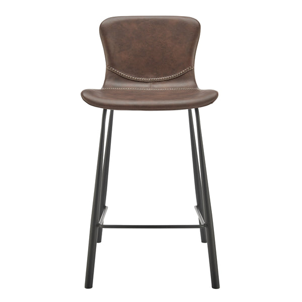 Melody Vintage Leatherette Counter Stool with Baseball Stitch and Tapered Steel Legs for Kitchen