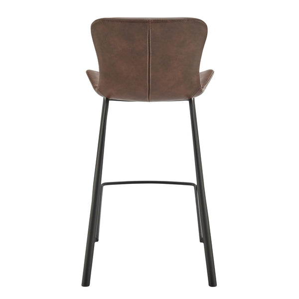 Melody Vintage Leatherette Counter Stool with Baseball Stitch and Tapered Steel Legs for Kitchen
