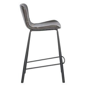 Melody Vintage Leatherette Counter Stool with Baseball Stitch and Tapered Steel Legs for Kitchen