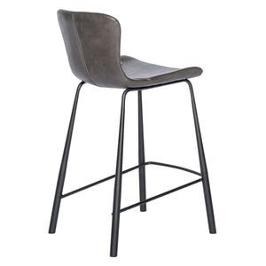Melody Vintage Leatherette Counter Stool with Baseball Stitch and Tapered Steel Legs for Kitchen