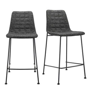 Elma Quilted Fabric Counter Stool with Powder-coated Steel Frame for Modern Kitchen Seating