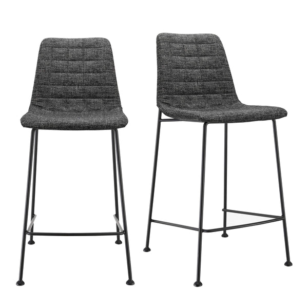 Elma Quilted Fabric Counter Stool with Powder-coated Steel Frame for Modern Kitchen Seating