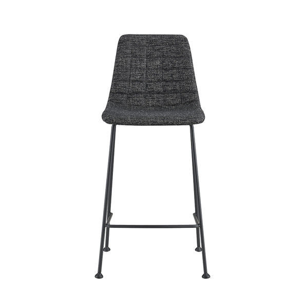 Elma Quilted Fabric Counter Stool with Powder-coated Steel Frame for Modern Kitchen Seating