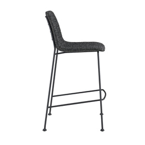 Elma Quilted Fabric Counter Stool with Powder-coated Steel Frame for Modern Kitchen Seating