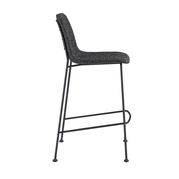 Elma Quilted Fabric Counter Stool with Powder-coated Steel Frame for Modern Kitchen Seating
