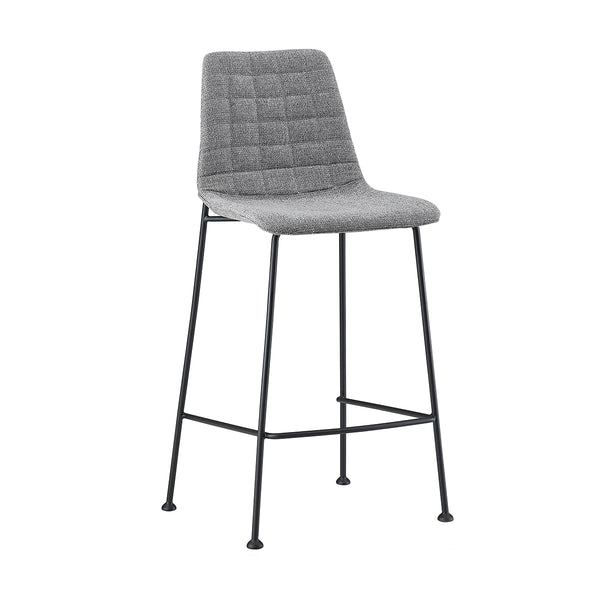 Elma Quilted Fabric Counter Stool with Powder-coated Steel Frame for Modern Kitchen Seating
