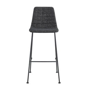 Elma Quilted Tweed Fabric Barstools with Powder Coated Steel Legs Set of 2 for Kitchen Island