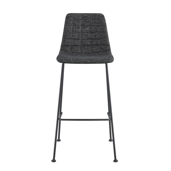 Elma Quilted Tweed Fabric Barstools with Powder Coated Steel Legs Set of 2 for Kitchen Island