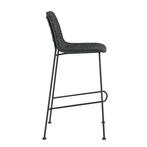Elma Quilted Tweed Fabric Barstools with Powder Coated Steel Legs Set of 2 for Kitchen Island