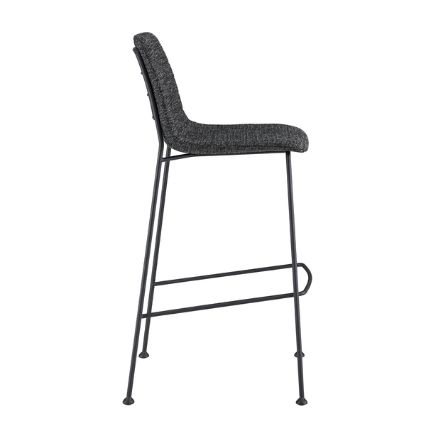 Elma Quilted Tweed Fabric Barstools with Powder Coated Steel Legs Set of 2 for Kitchen Island