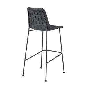 Elma Quilted Tweed Fabric Barstools with Powder Coated Steel Legs Set of 2 for Kitchen Island