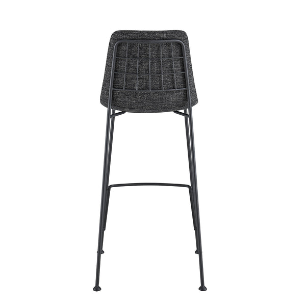 Elma Quilted Tweed Fabric Barstools with Powder Coated Steel Legs Set of 2 for Kitchen Island