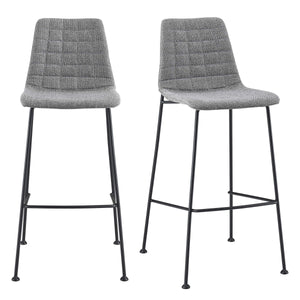 EE Test Vendor Elma Quilted Tweed Fabric Barstools with Powder Coated Steel Legs Set of 2 for Kitchen Island Light Gray EETEST-30554LTGRY