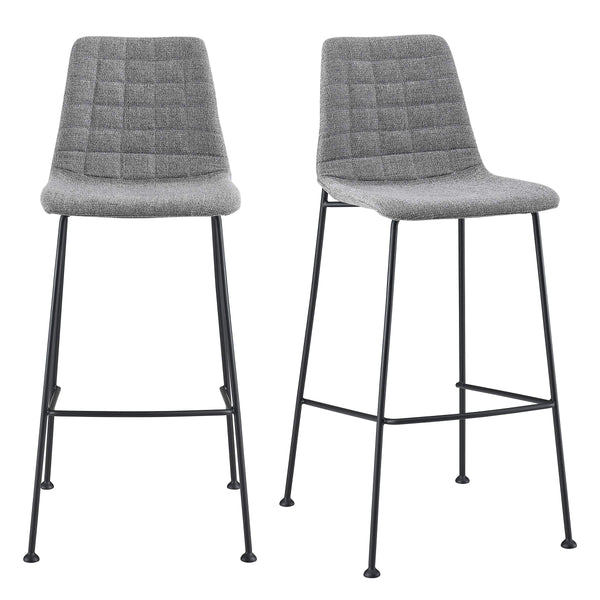 EE Test Vendor Elma Quilted Tweed Fabric Barstools with Powder Coated Steel Legs Set of 2 for Kitchen Island Light Gray EETEST-30554LTGRY
