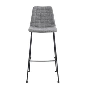 Elma Quilted Tweed Fabric Barstools with Powder Coated Steel Legs Set of 2 for Kitchen Island