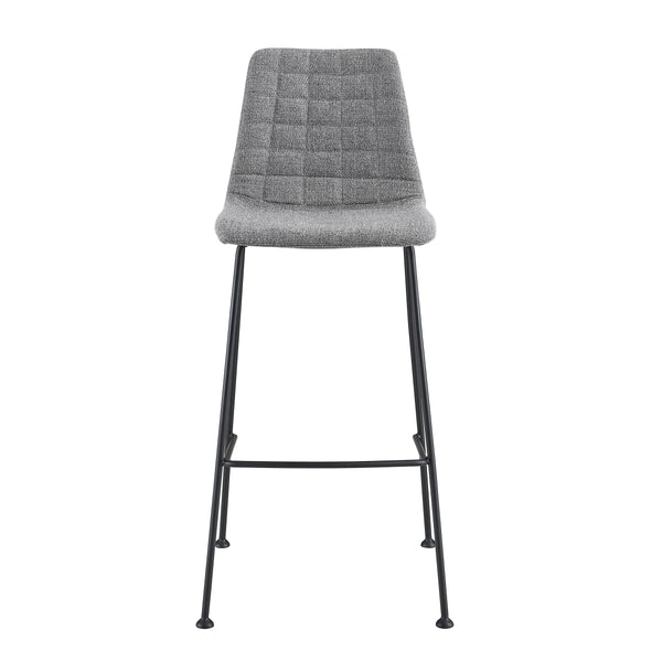 Elma Quilted Tweed Fabric Barstools with Powder Coated Steel Legs Set of 2 for Kitchen Island