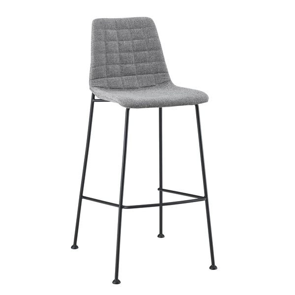 Elma Quilted Tweed Fabric Barstools with Powder Coated Steel Legs Set of 2 for Kitchen Island
