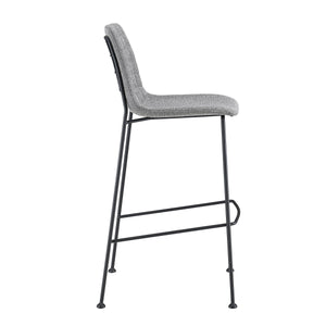 Elma Quilted Tweed Fabric Barstools with Powder Coated Steel Legs Set of 2 for Kitchen Island