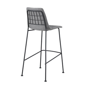 Elma Quilted Tweed Fabric Barstools with Powder Coated Steel Legs Set of 2 for Kitchen Island
