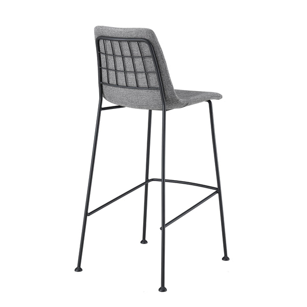 Elma Quilted Tweed Fabric Barstools with Powder Coated Steel Legs Set of 2 for Kitchen Island