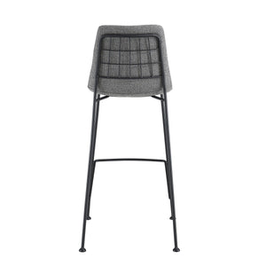 Elma Quilted Tweed Fabric Barstools with Powder Coated Steel Legs Set of 2 for Kitchen Island