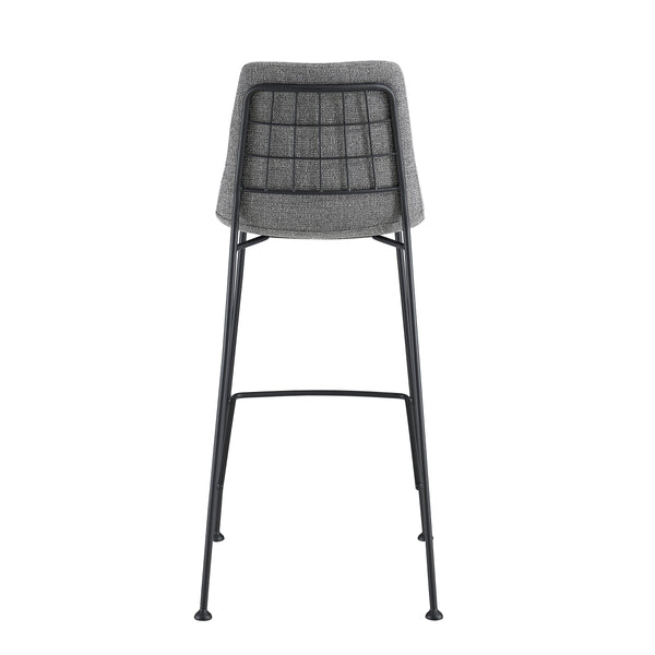 Elma Quilted Tweed Fabric Barstools with Powder Coated Steel Legs Set of 2 for Kitchen Island