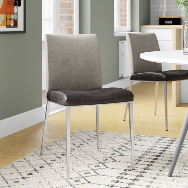 Rasmus Dining Side Chair Set of 2 Woven Back Leatherette Seat Modern Steel Legs