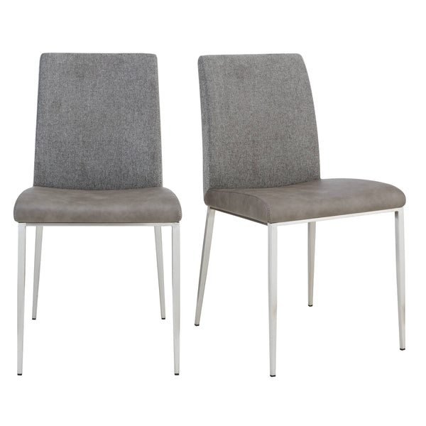 EE Test Vendor Rasmus Dining Side Chair Set of 2 Woven Back Leatherette Seat Modern Steel Legs Gray EETEST-30556LTGRY