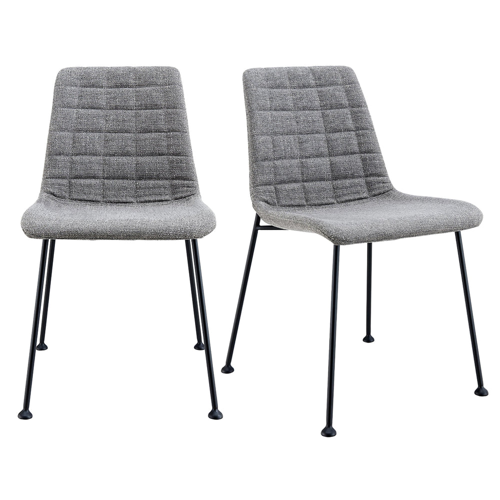 EE Test Vendor Elma Quilted Tweed Fabric Dining Side Chairs with Powder Coated Steel Legs Set of 2 EETEST-30558LTGRY
